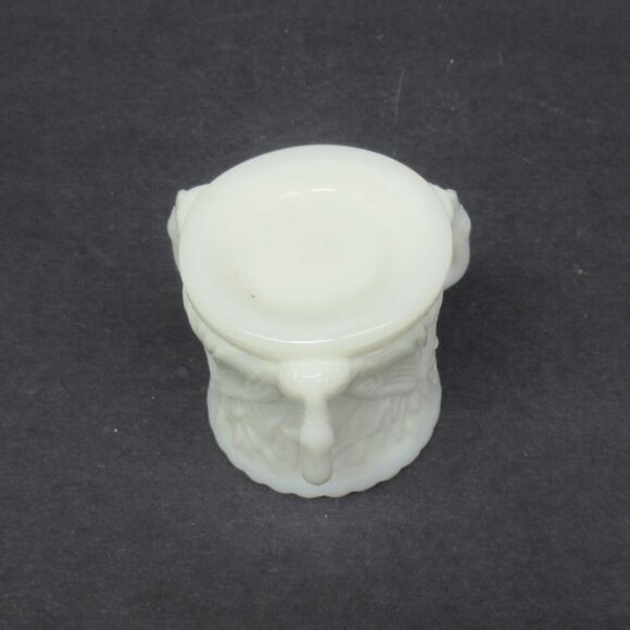 Westmoreland Milk Glass THREE SWAN 2 1/4 Inch High Tooth Pick Holder - Picture 4 of 5